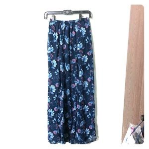 Hollister Floral Blue Maxi Skirt